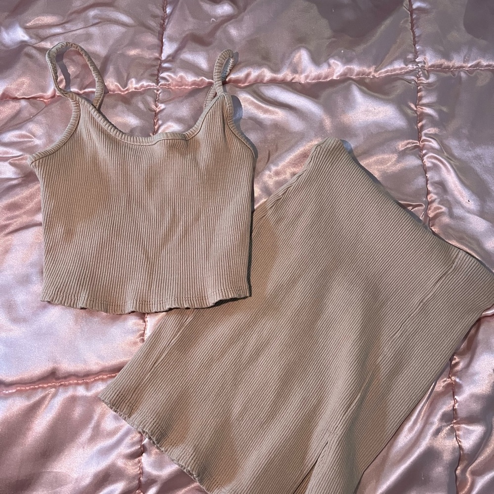 Ribbed Two-Piece Cami & Short Sleep Set - Nude
